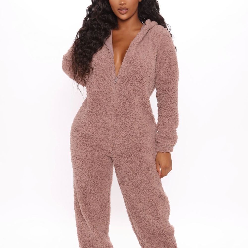 Fashion Nova Sherpa Onesie - Taupe